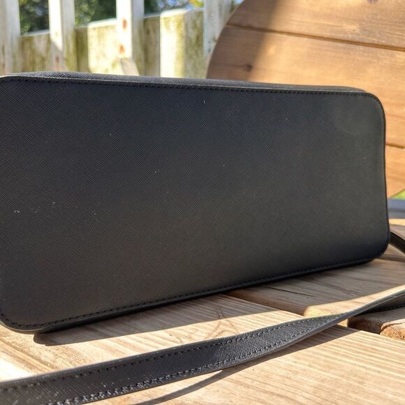 Karl Lagerfeld PARIS Black Leather Dome Satchel Bag - Picture 5 of 9